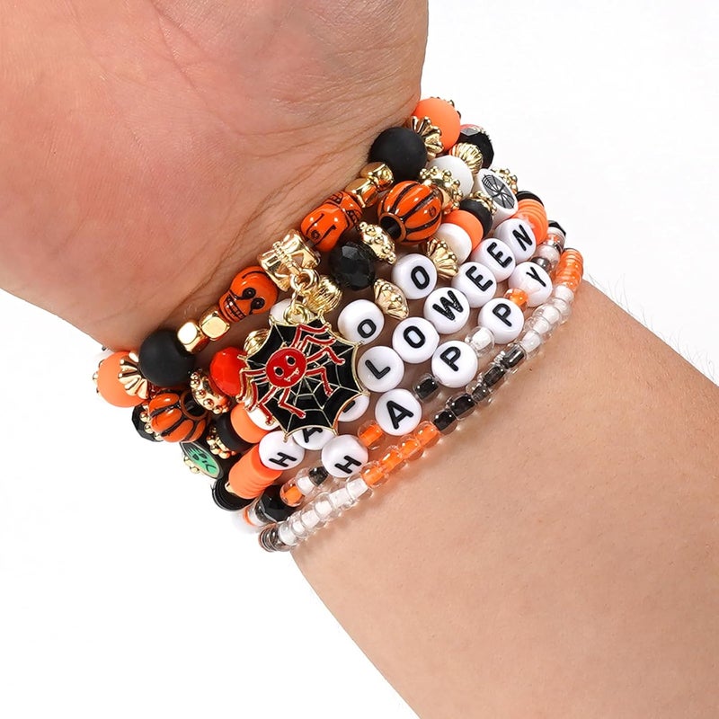 Lonext Halloween Bracelets Stackable Heishi Beaded Stretch Bracelets - Image 3